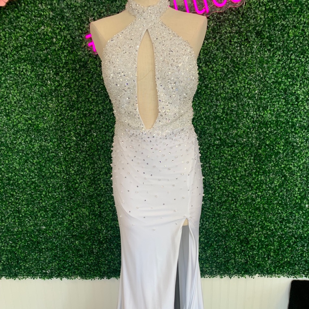 White Mac Duggal gown NWT
